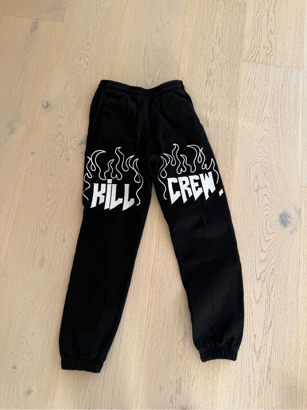 Black 'KILL CREW' Flame Graphic Joggers